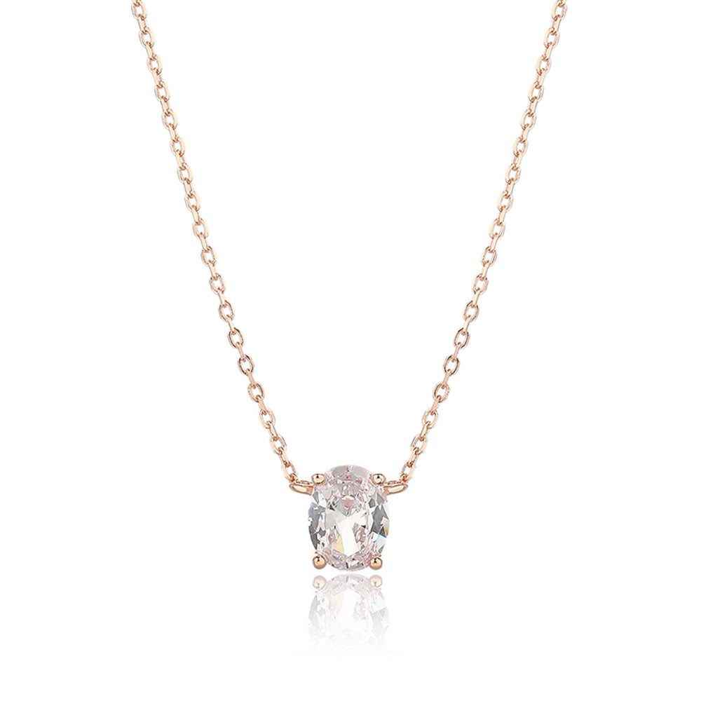 שרשרת רוז גולד עם אבן אובאל | תכשיטים לנשים | Remilia Jewelry