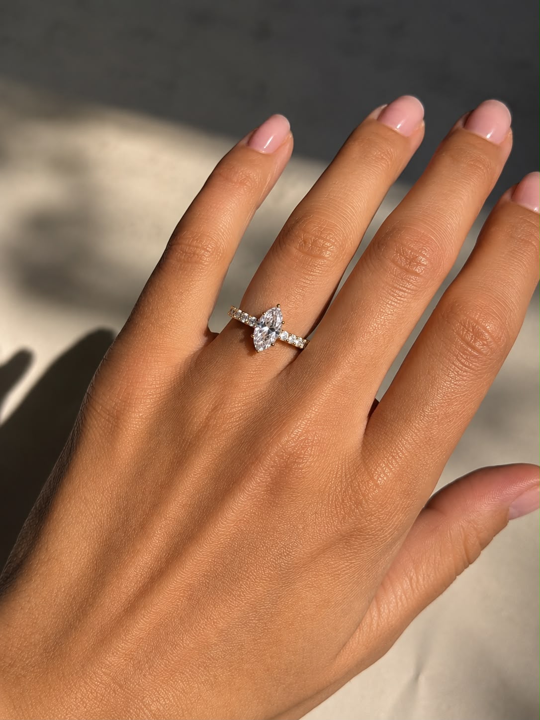 טבעת מוסונייט Marquisa כסף 925 בציפוי זהב 14K 2.44ct