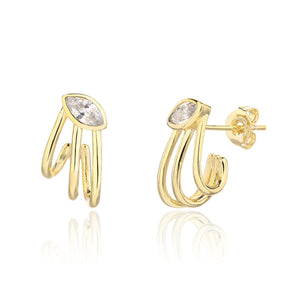 עגילים זהב עם אבן זרקון | תכשיטים לנשים | Remilia Jewelry