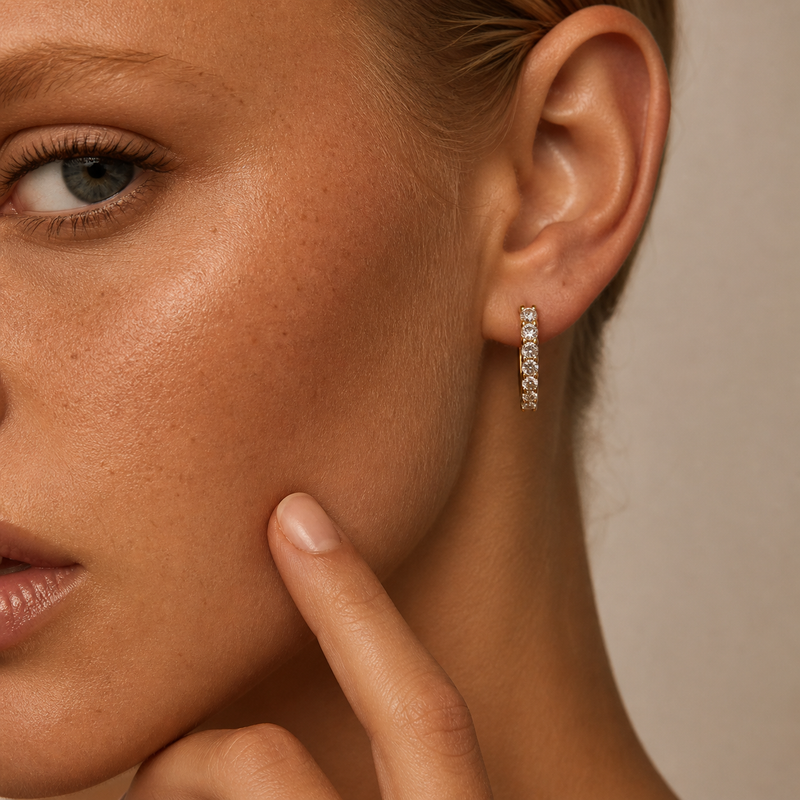 עגילים זהב עם אבני זרקון | תכשיטים לנשים | Remilia Jewelry