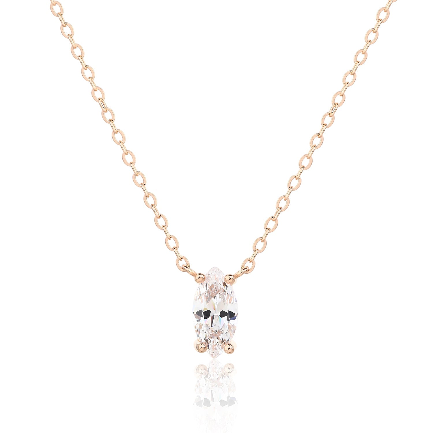 שרשרת רוז גולד עם אבן מרקיז | תכשיטים לנשים | Remilia Jewelry